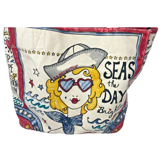 Brighton Canvas Tote Seas The Day Anchor Nautical‎ Tote Beach Bag Beach Core - Picture 1 of 8